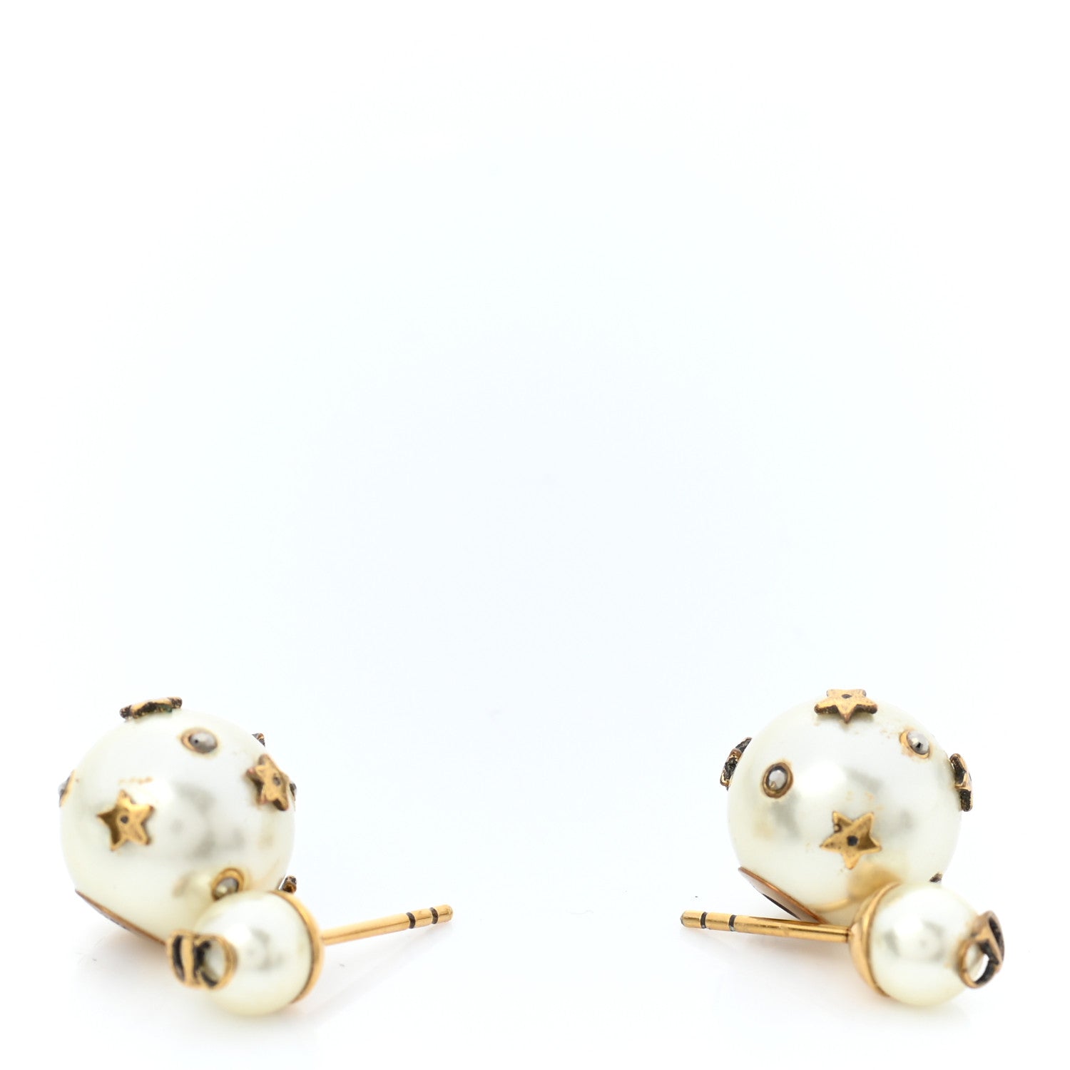 Christian Dior Pearl Mini Stars Tribales Earrings Gold 3 of 4