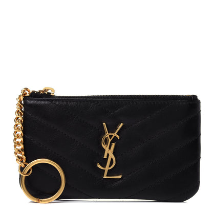 Saint Laurent Calfskin Matelasse Monogram Key Pouch Black 1 of 4