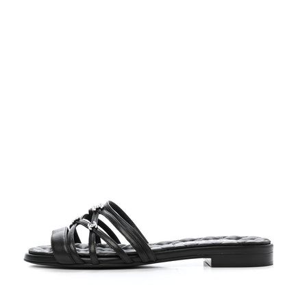 Chanel Lambskin Pearl CC Sandals 36 Black 1 of 10