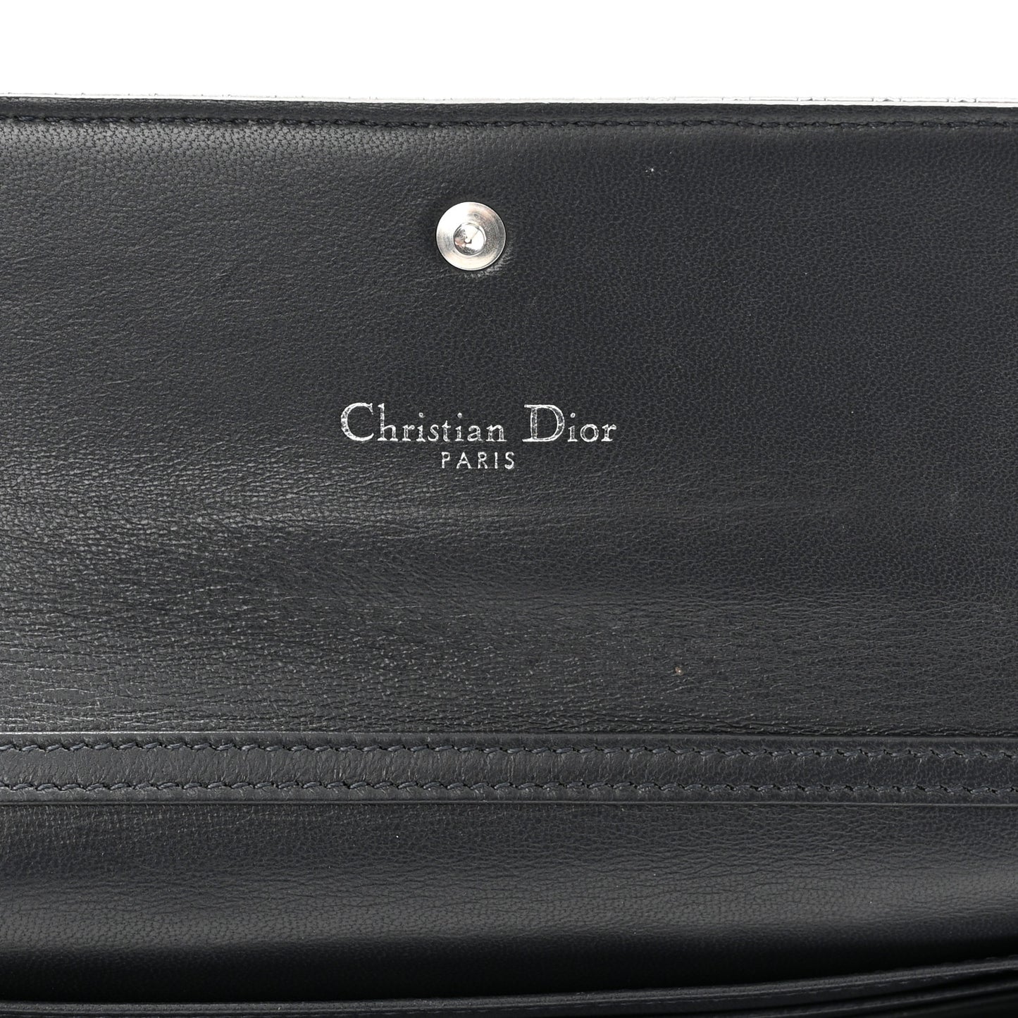 Metallic Patent Micro-Cannage Lady Dior Croisiere Chain Wallet Silver