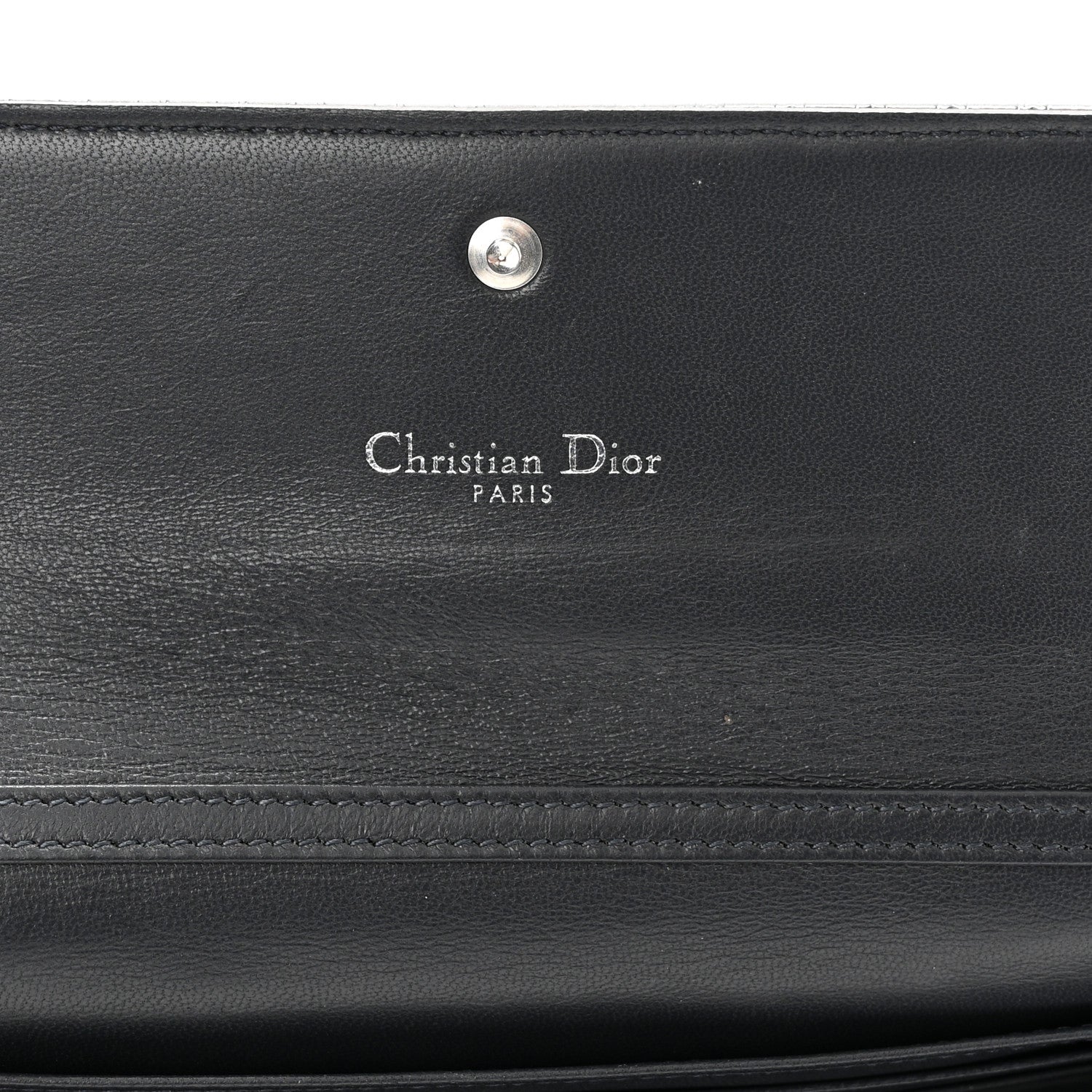 Christian Dior Metallic Patent Micro-Cannage Lady Dior Croisiere Chain Wallet Silver 5 of 9