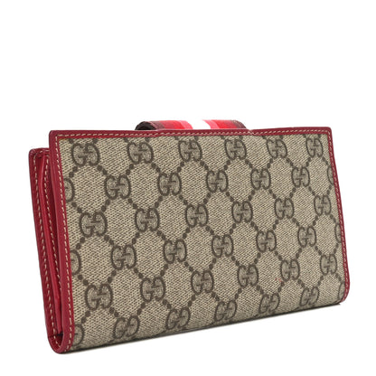 Gucci Monogram Calfskin Ladies Web Long Wallet Red 3 of 10