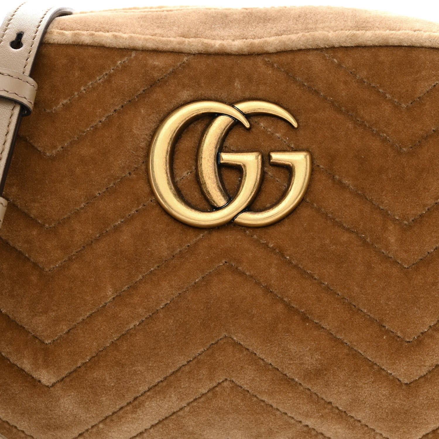 Gucci Velvet Matelasse Small GG Marmont Chain Shoulder Bag Taupe 8 of 10