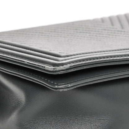 Chanel Calfskin Chevron New Medium Boy Flap Dark Grey 8 of 8