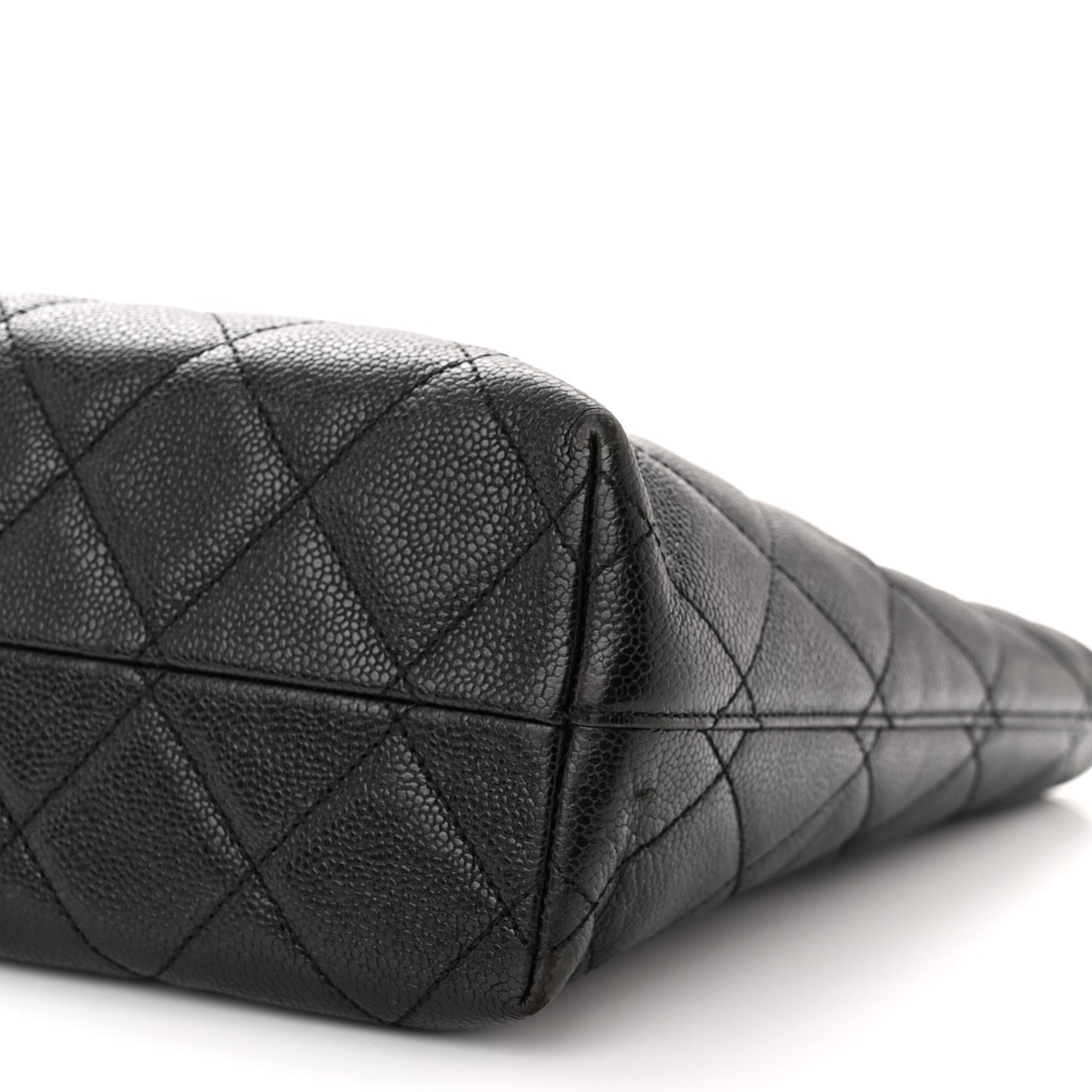 Caviar Quilted Large Shopping Tote Black