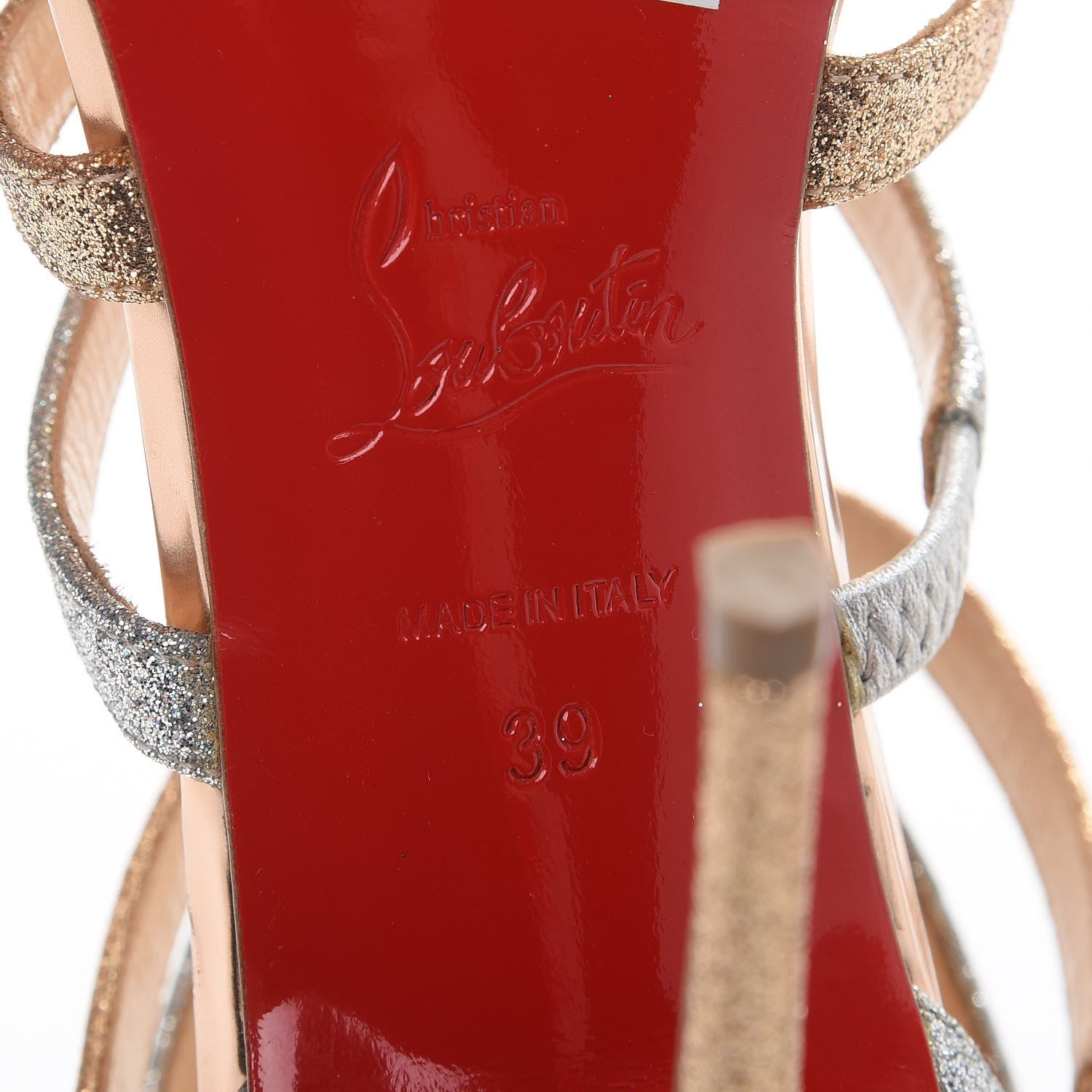 Christian Louboutin Mini Glitter Mariniere 100 Cage Sandals 39 Poudre Silver 6 of 10