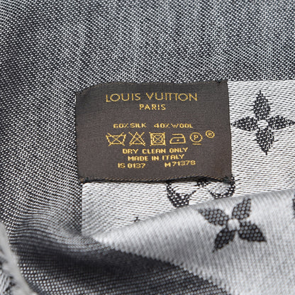 Louis Vuitton Wool Silk Monogram Denim Shawl Black 4 of 4