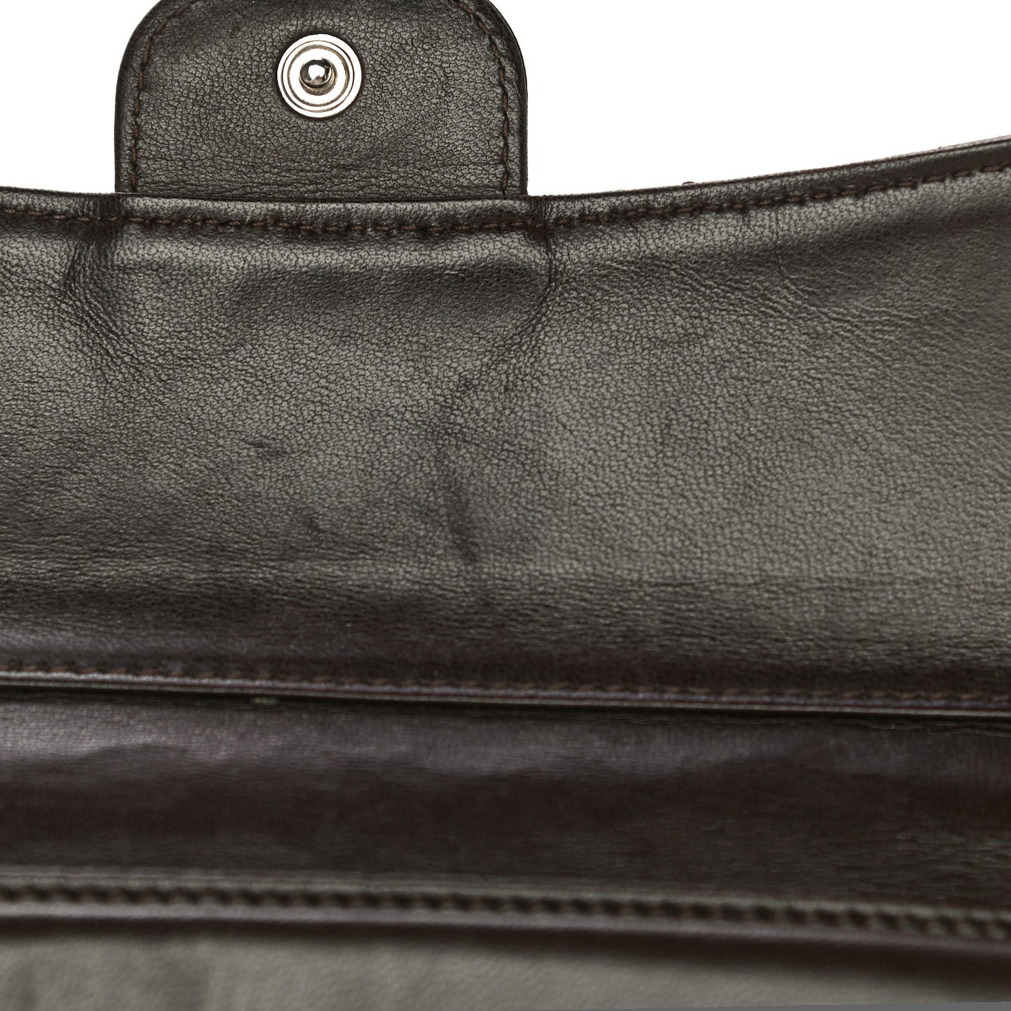 Lambskin Quilted Large Flap Wallet Dark Brown