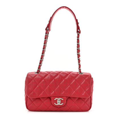 Chanel Lambskin Perforated Medium Double Flap Dark Pink 1 of 10