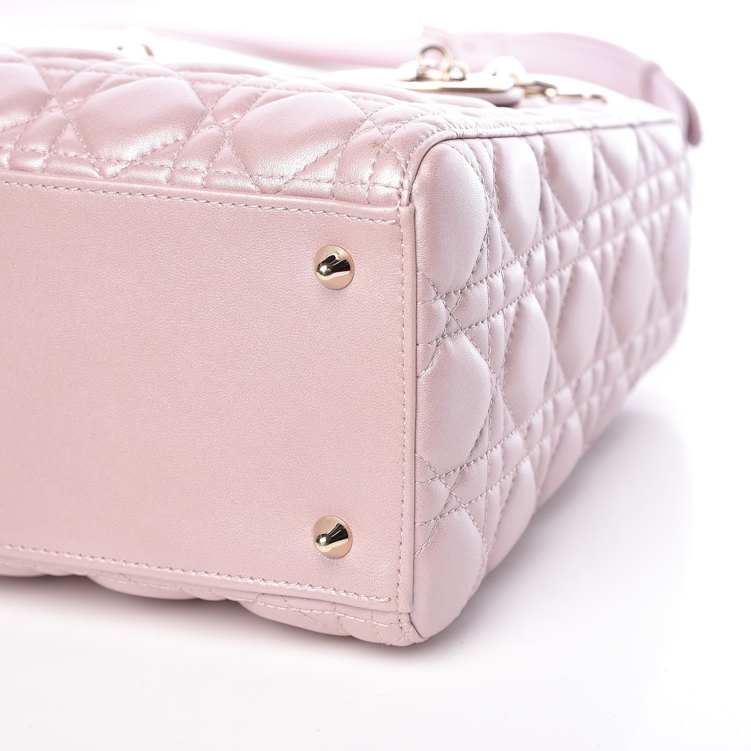 Christian Dior Pearly Lambskin Cannage Medium Lady Dior Lotus 10 of 10