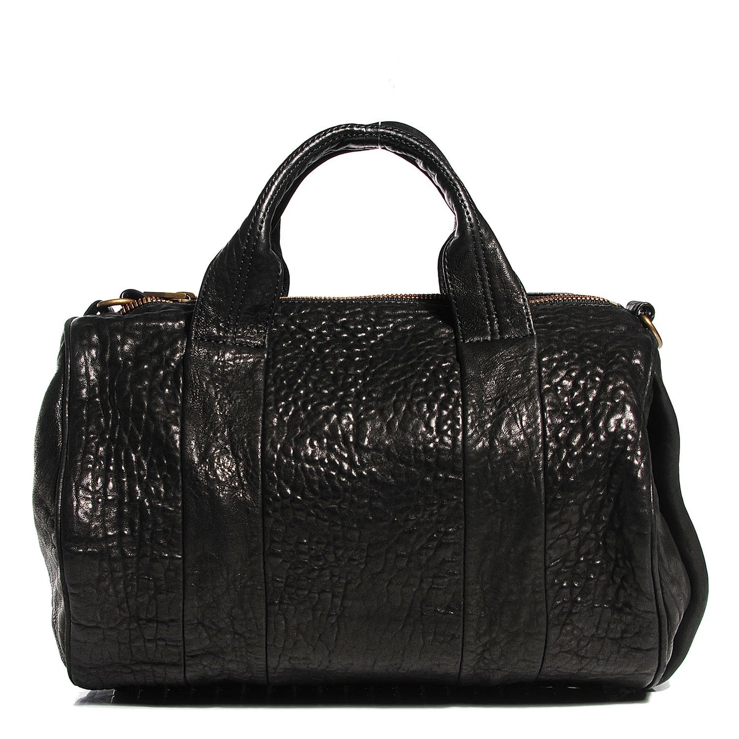Pebbled Lambskin Rocco Black Antique Brass Hardware