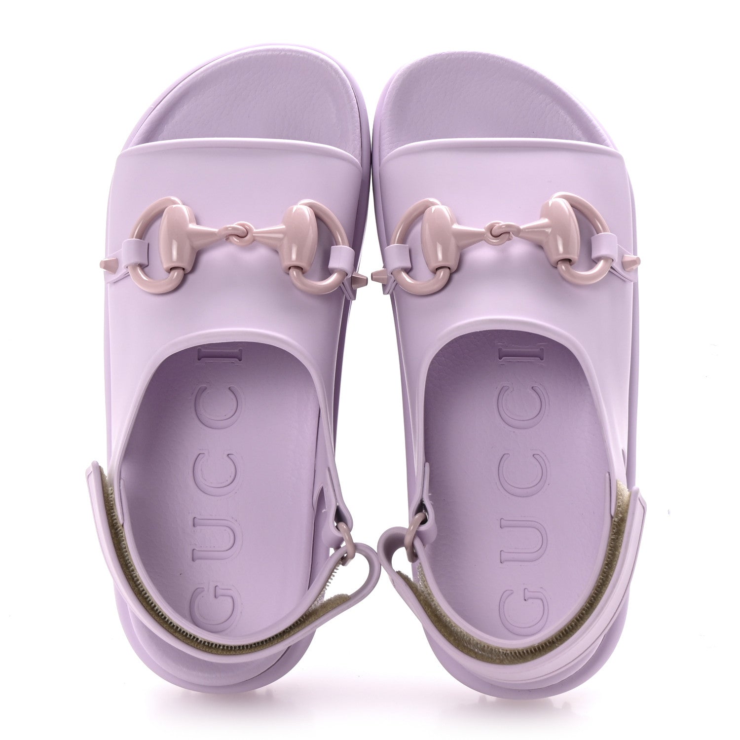Gucci Soft Rubber Horsebit Touch Womens Strapped Sandals 37 Talc Pink 2 of 10