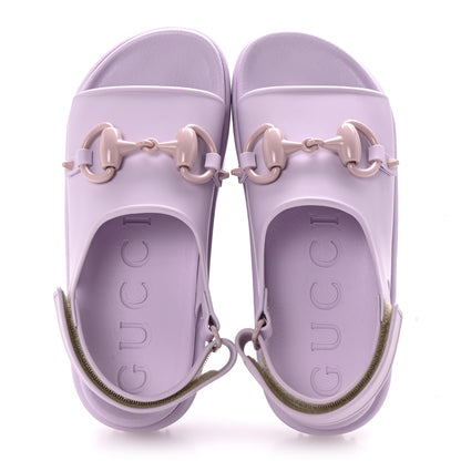 Gucci Soft Rubber Horsebit Touch Womens Strapped Sandals 37 Talc Pink 2 of 10