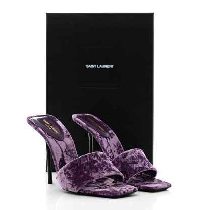 Saint Laurent Velvet Baliqua 105 Mule Sandals 39 Malva 9 of 9