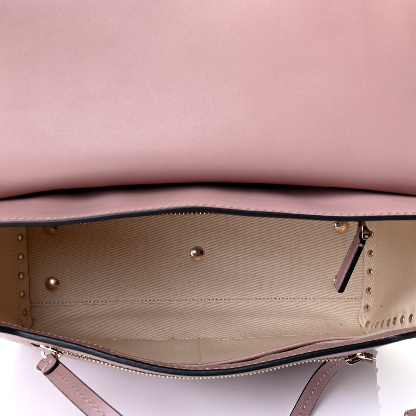 Vitello Rockstud Top Handle Shoulder Bag Poudre