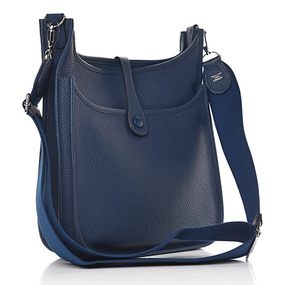 Hermes Taurillon Clemence Evelyne III PM Bleu De Malte 3 of 11