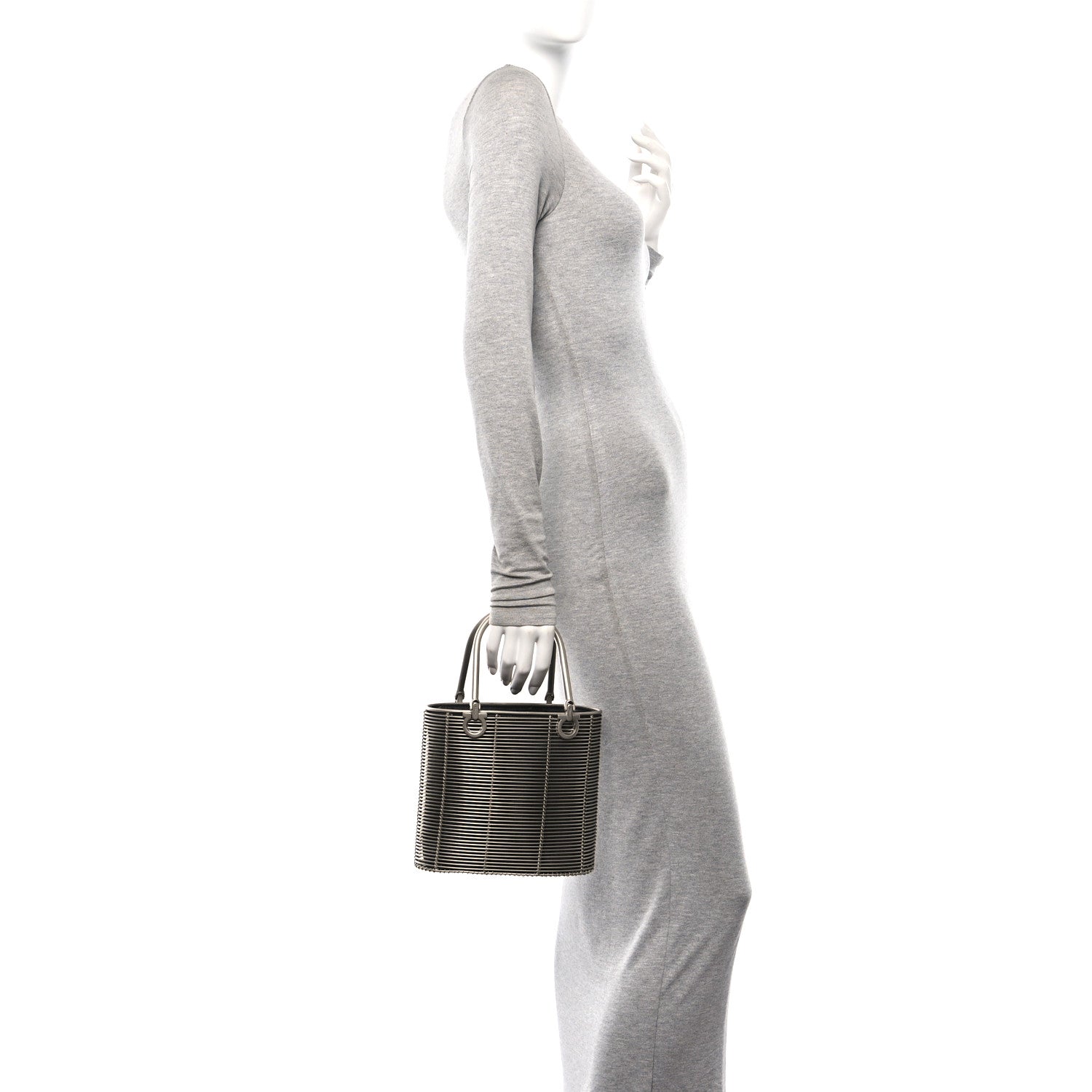 Salvatore Ferragamo Metal Cage Gancini Bucket Bag Silver 2 of 9