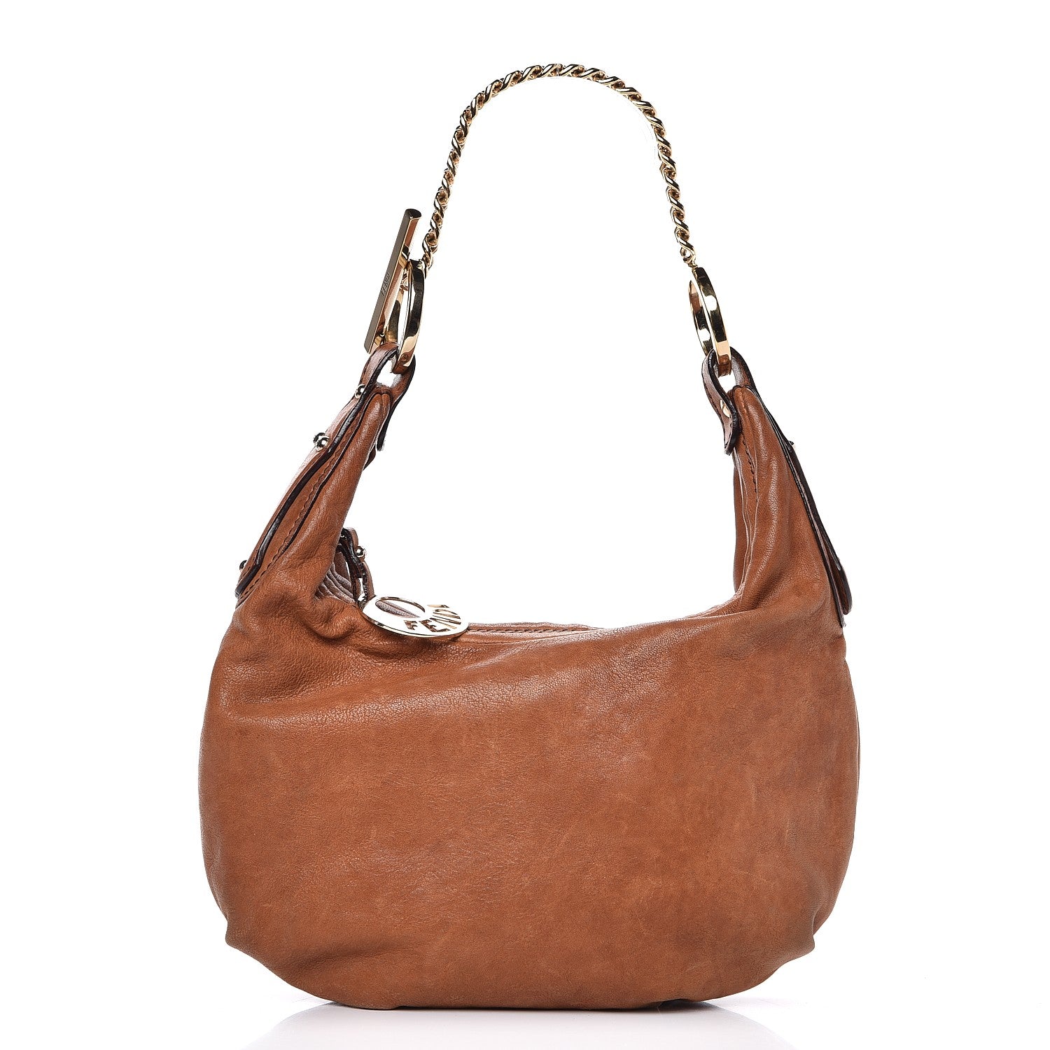 Fendi Lambskin Small Chef Chain Hobo Brown 1 of 11