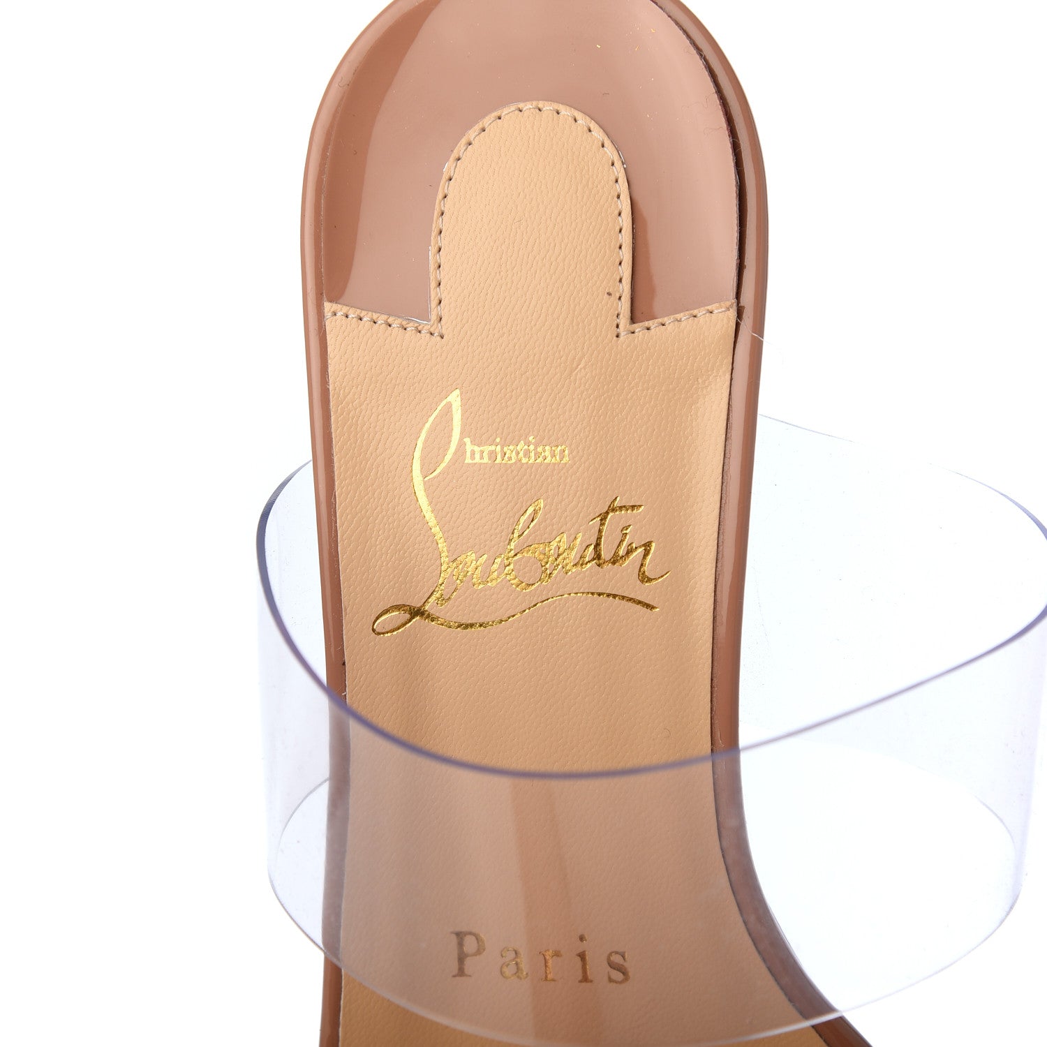 Christian Louboutin Patent PVC Just Nothing 85 Slide Sandals 35 Nude 6 of 13