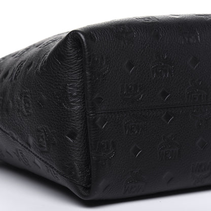 MCM Calfskin Ottomar Monogram Medium Klara Shopper Tote Black 12 of 16