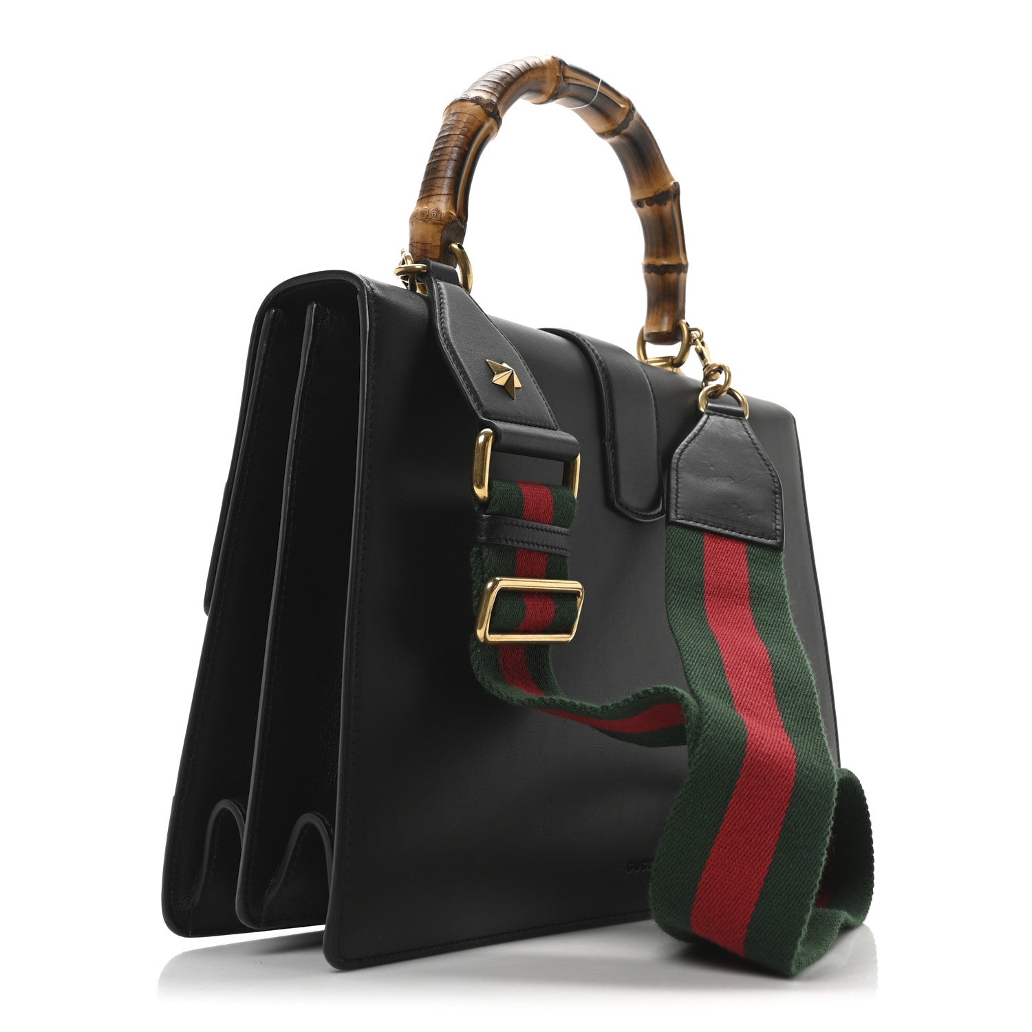 Gucci Calfskin Bamboo Web Large Dionysus Top Handle Bag Black Bright Evergreen Hibiscus Red 3 of 10