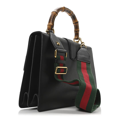 Gucci Calfskin Bamboo Web Large Dionysus Top Handle Bag Black Bright Evergreen Hibiscus Red 3 of 10