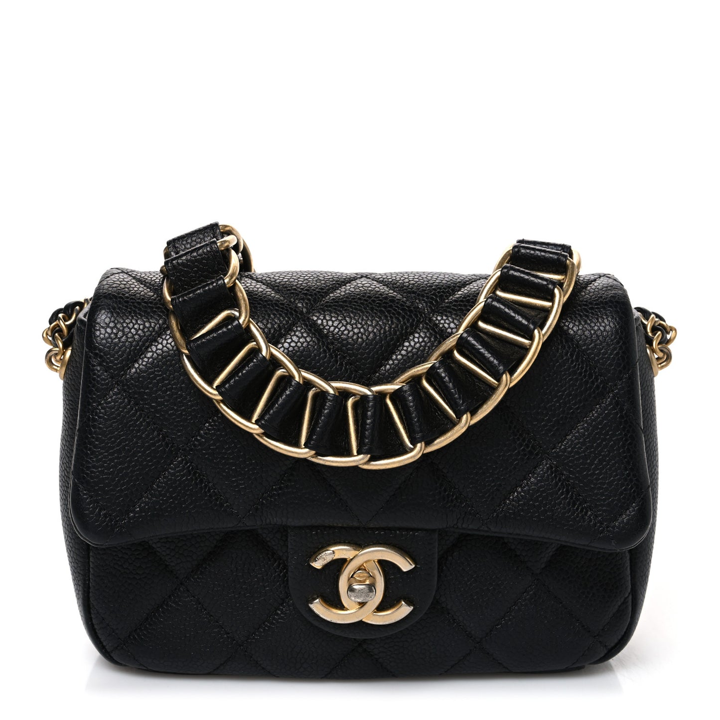 Caviar Quilted Mini Chain Soul Flap Black