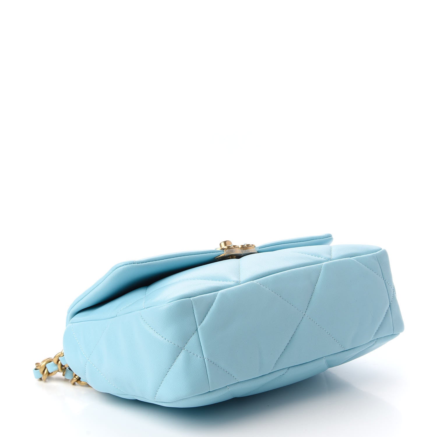 Chanel Shiny Lambskin Quilted Medium Chanel 19 Flap Neon Blue 4 of 11