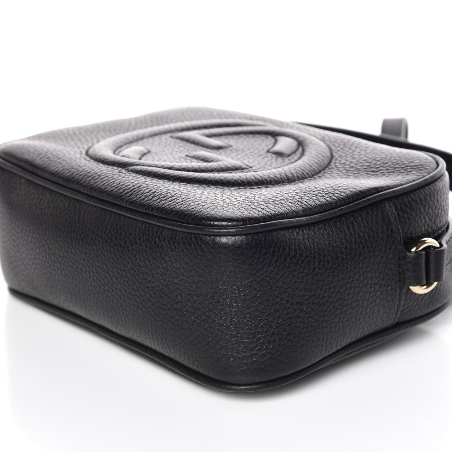 Pebbled Calfskin Small Soho Disco Bag Black