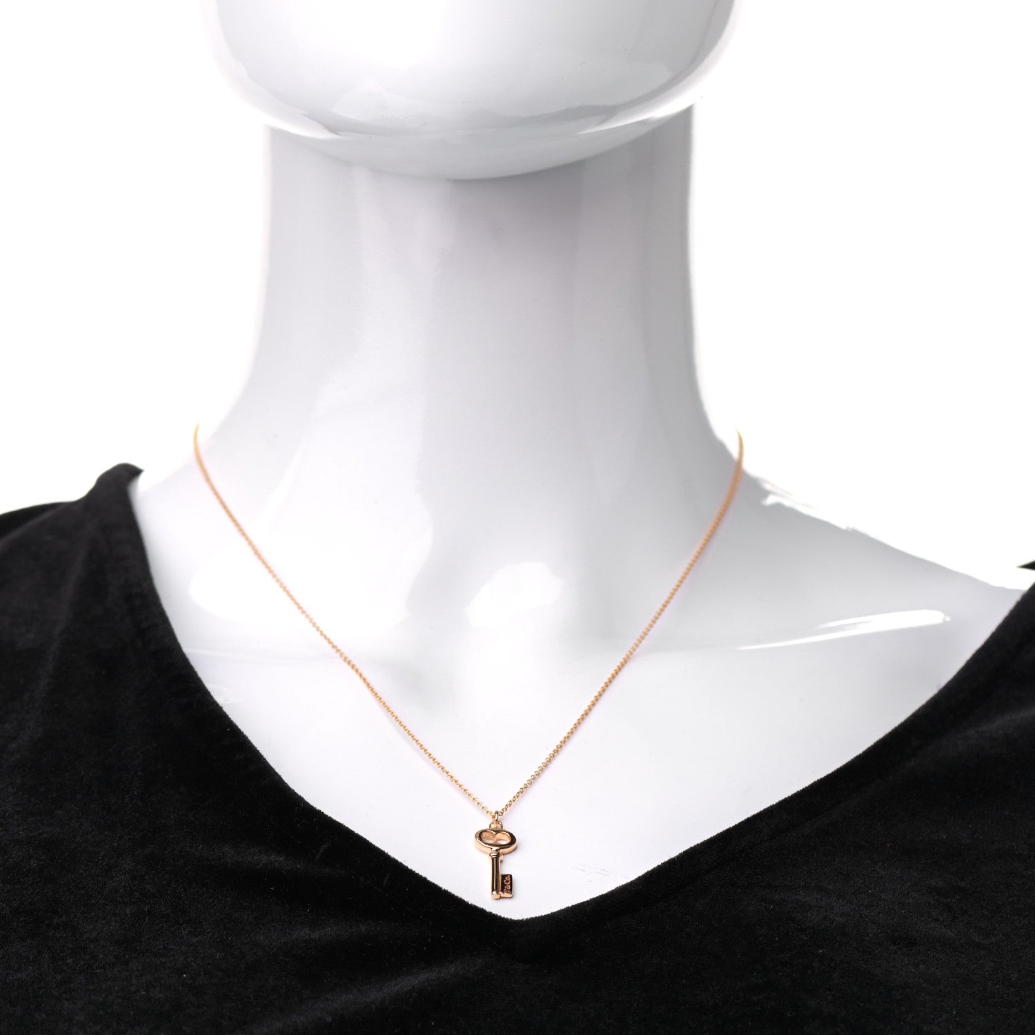 Tiffany 18K Rose Gold Mini Key Pendant Necklace 2 of 6