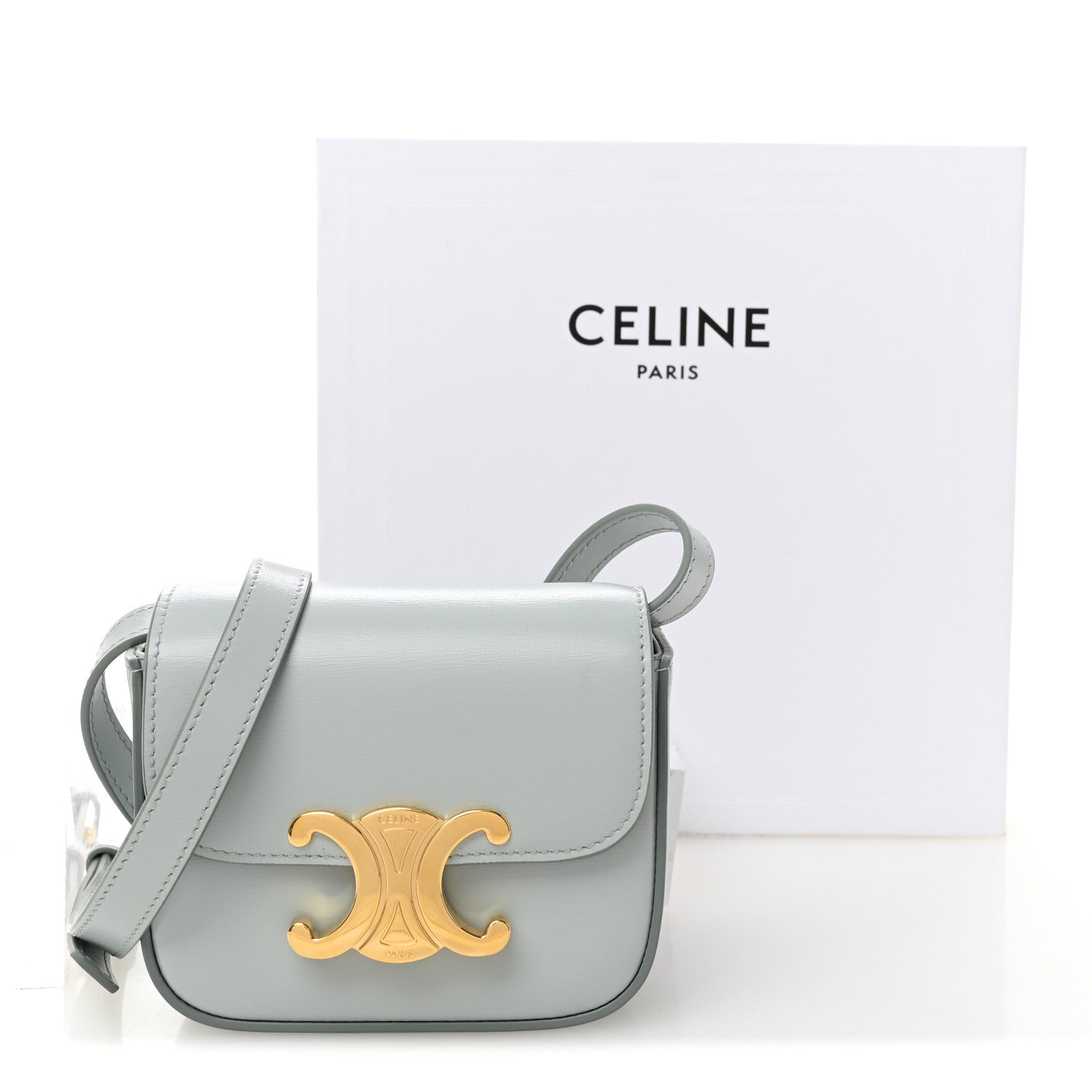 Celine Shiny Calfskin Mini Claude Soft Blue 10 of 10