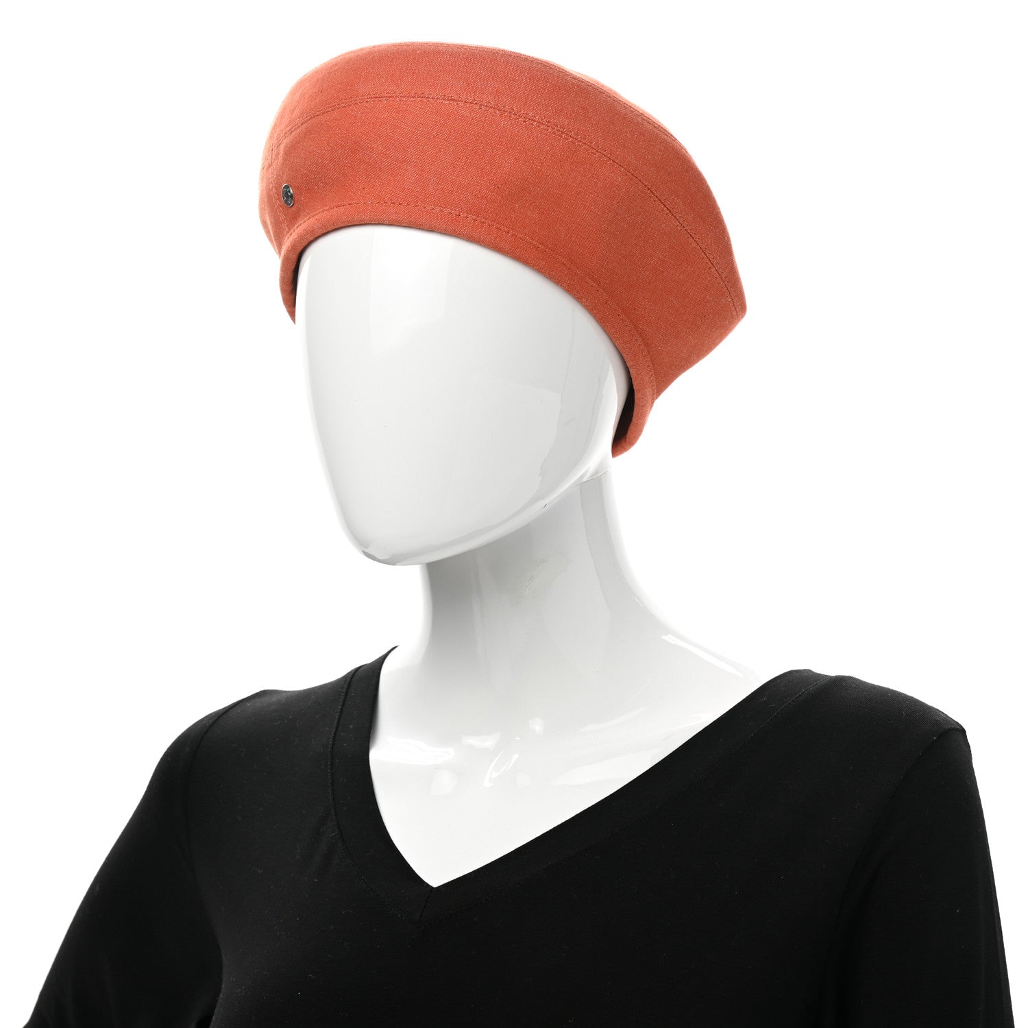 Hermes Denim Saint Honore Cliquetis Beret Hat 57 Orange Meranti 2 of 9