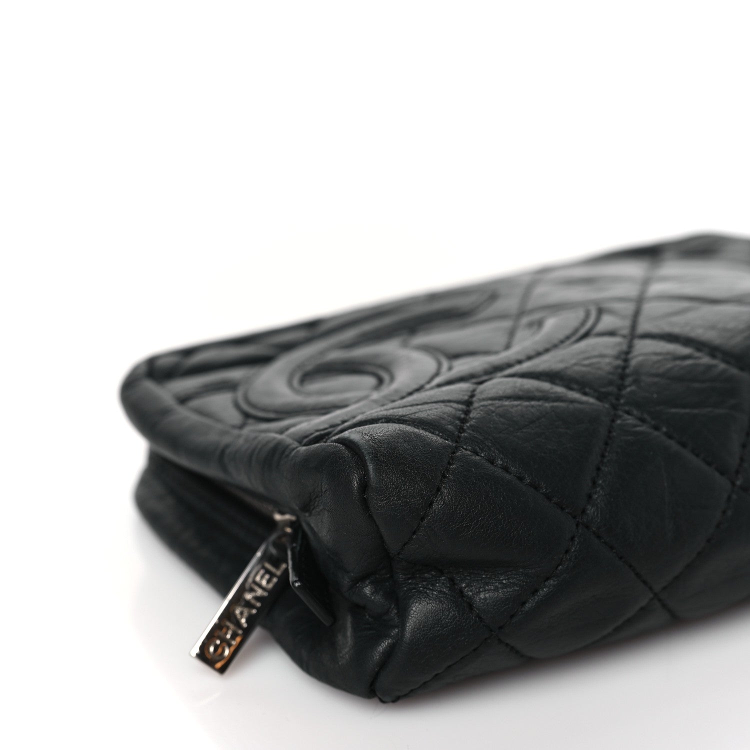 Chanel Aged Calfskin Quilted Cambon Cosmetic Case Black 9 of 10