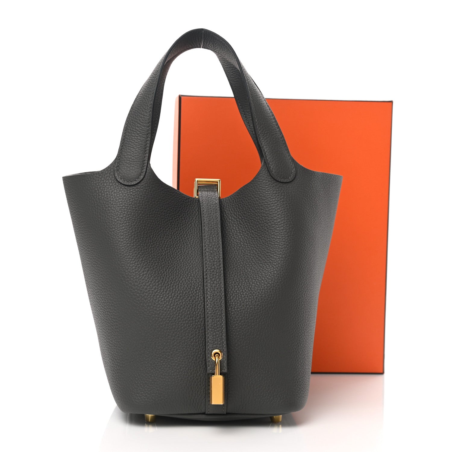 エルメスツイリ- Hermes Taurillon Maurice Picotin Lock 18 PM Graphite 1122288