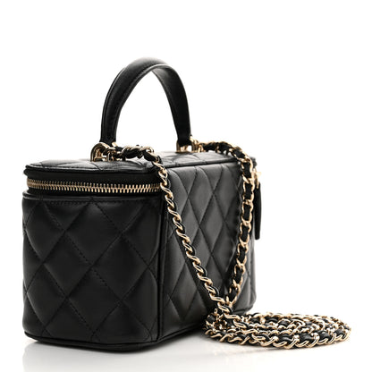 Chanel Lambskin Quilted Small Top Handle Vanity Case With Chain Black 3 of 11