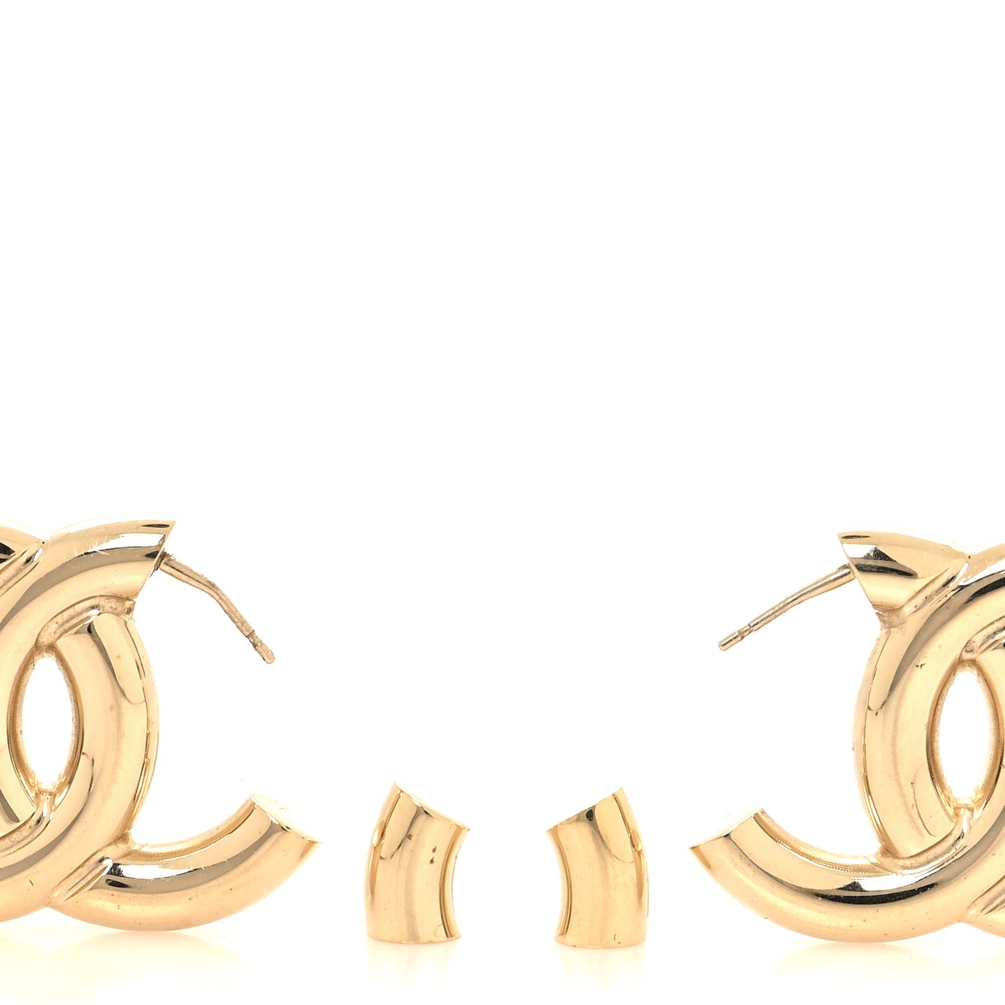 Metal Large CC Earrings Light Gold