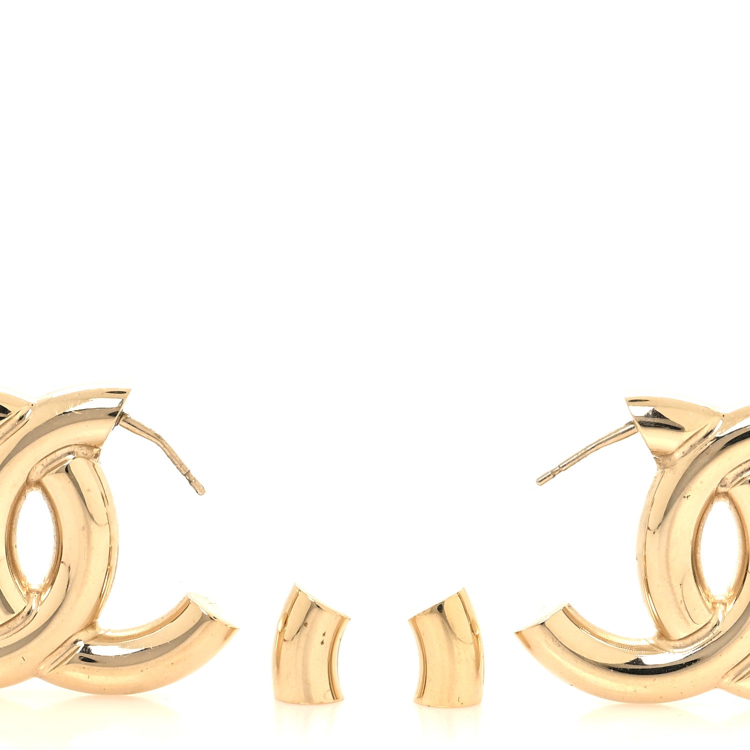 Chanel Metal Large CC Earrings Light Gold 3 of 5