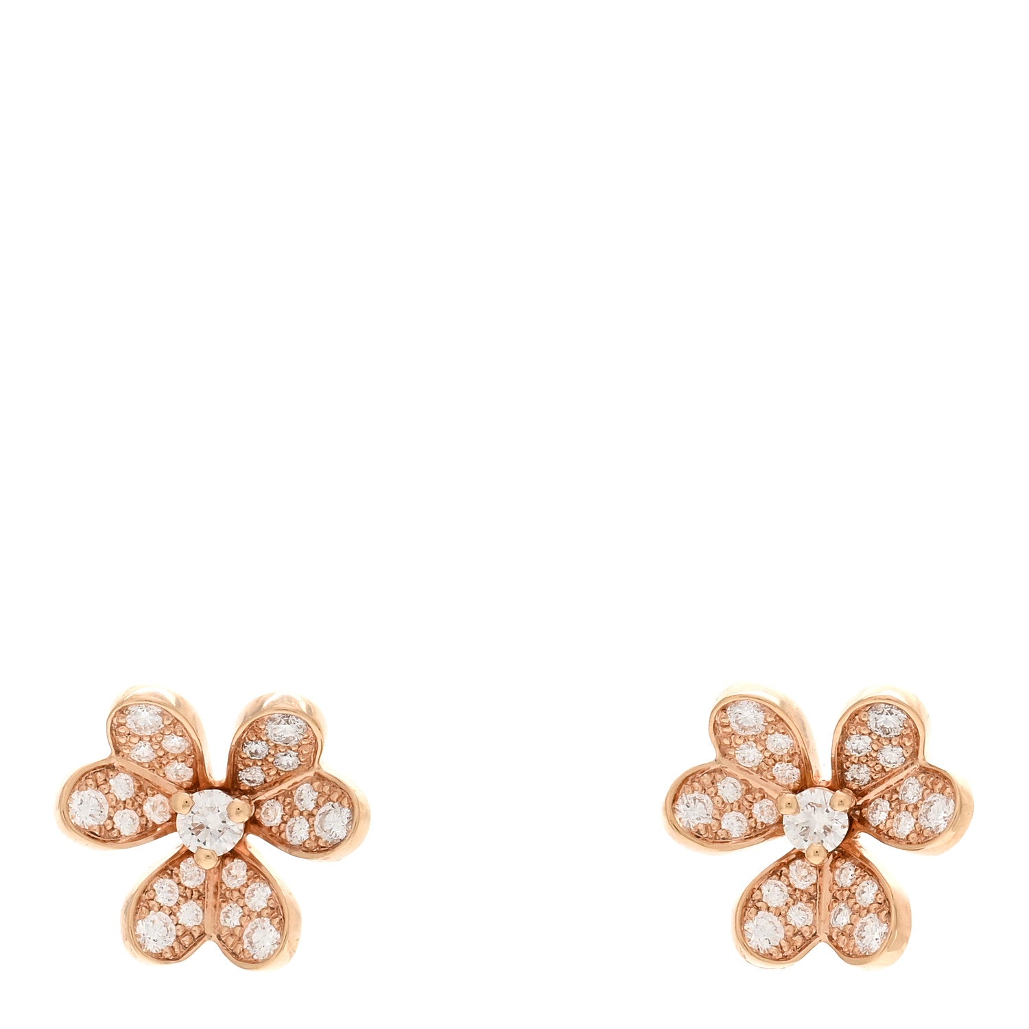 Van Cleef & Arpels 18K Rose Gold Diamond Mini Frivole Pave Earrings 1 of 5