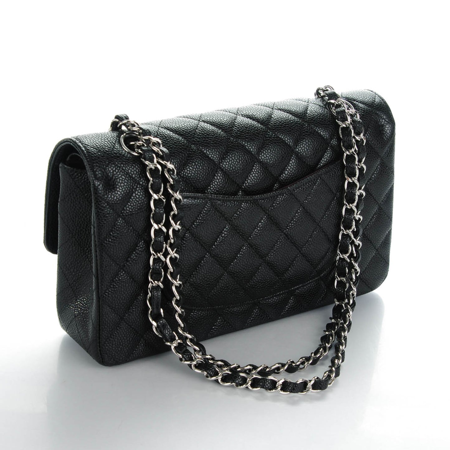 Caviar Quilted Medium Double Flap Black