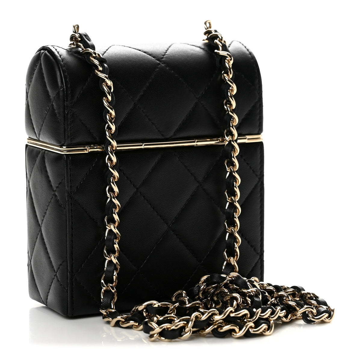 Chanel Lambskin Quilted Small Box With Chain Black 4 of 13