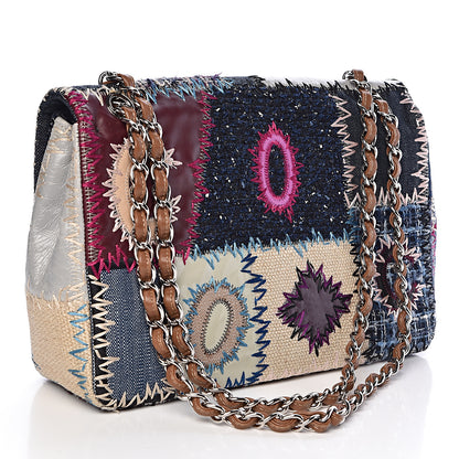 Chanel Denim Tweed Patchwork Jumbo Single Flap Multicolor 3 of 10