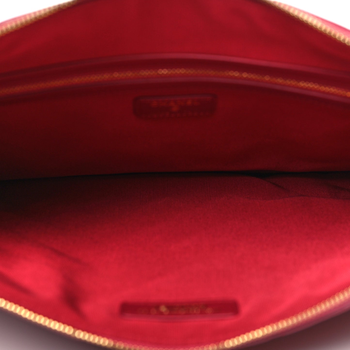 Lambskin Quilted Large Cosmetic Case Red
