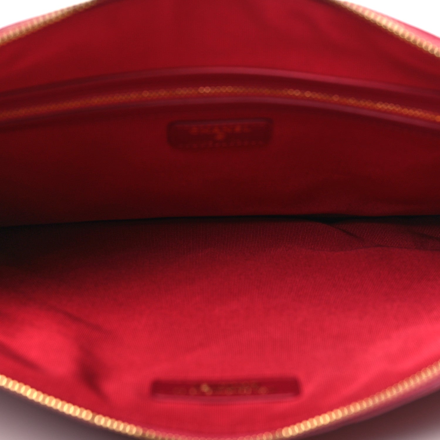 Chanel Lambskin Quilted Large Cosmetic Case Red 5 of 9