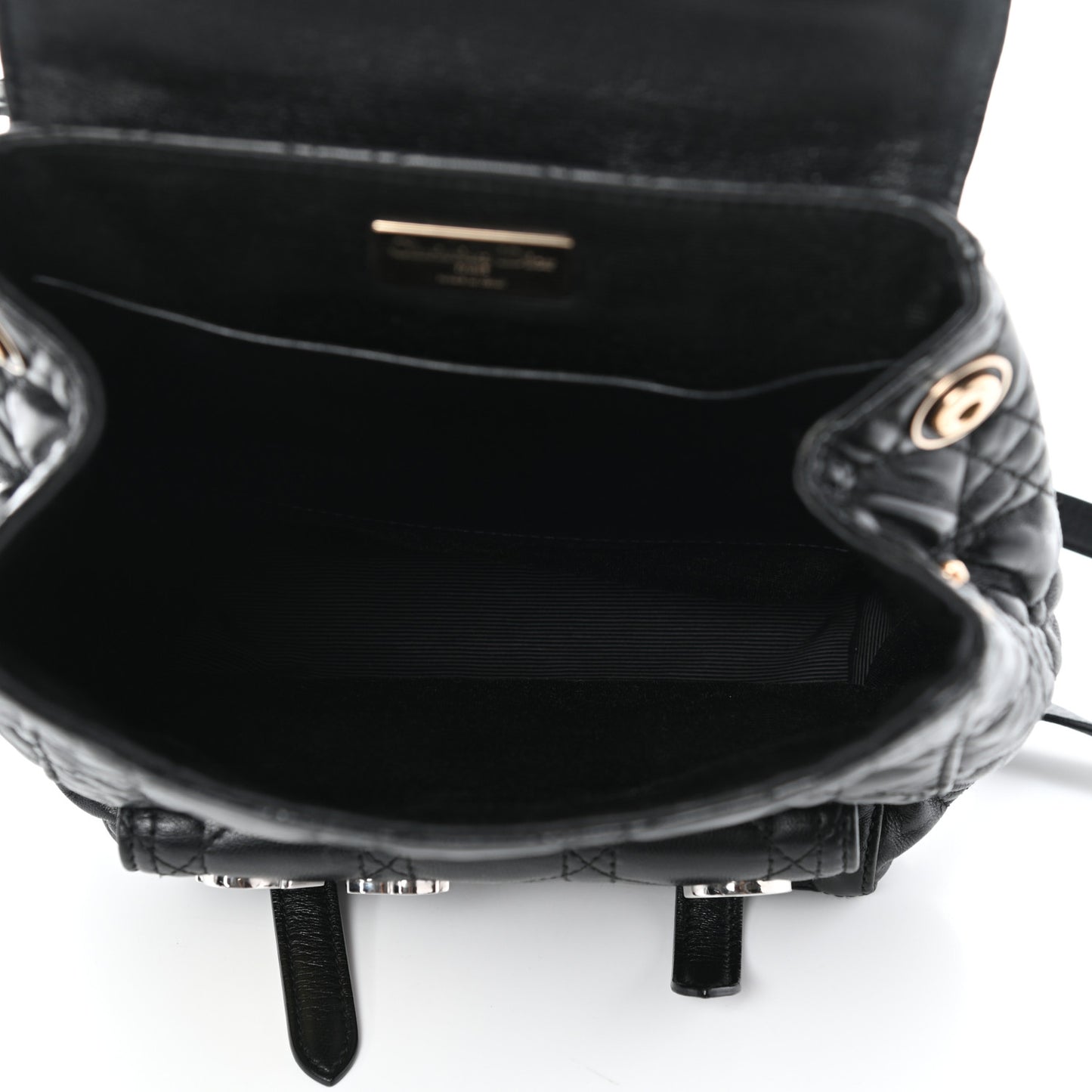 Lambskin Cannage Small Lucky Badge Stardust Backpack Black