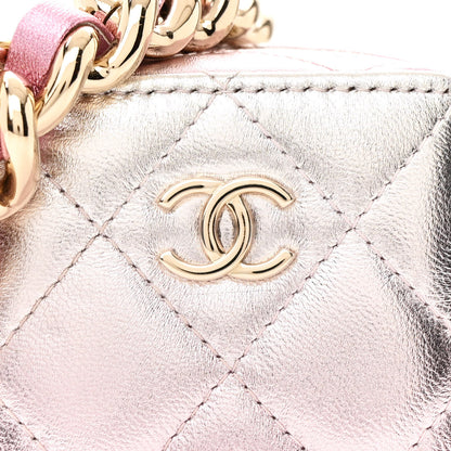 Chanel Gradient Metallic Lambskin Quilted Like A Wallet Clutch With Chain Gold Pink 8 of 13
