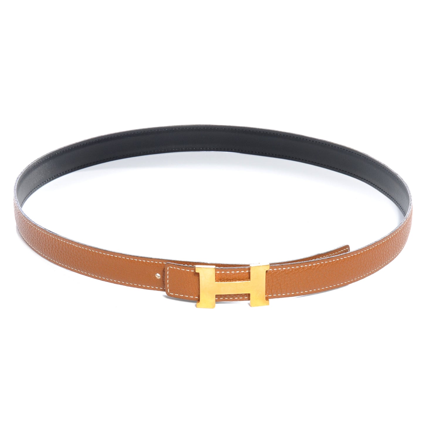 Box Togo Reversible Constance 24mm H Belt Noir Gold 85