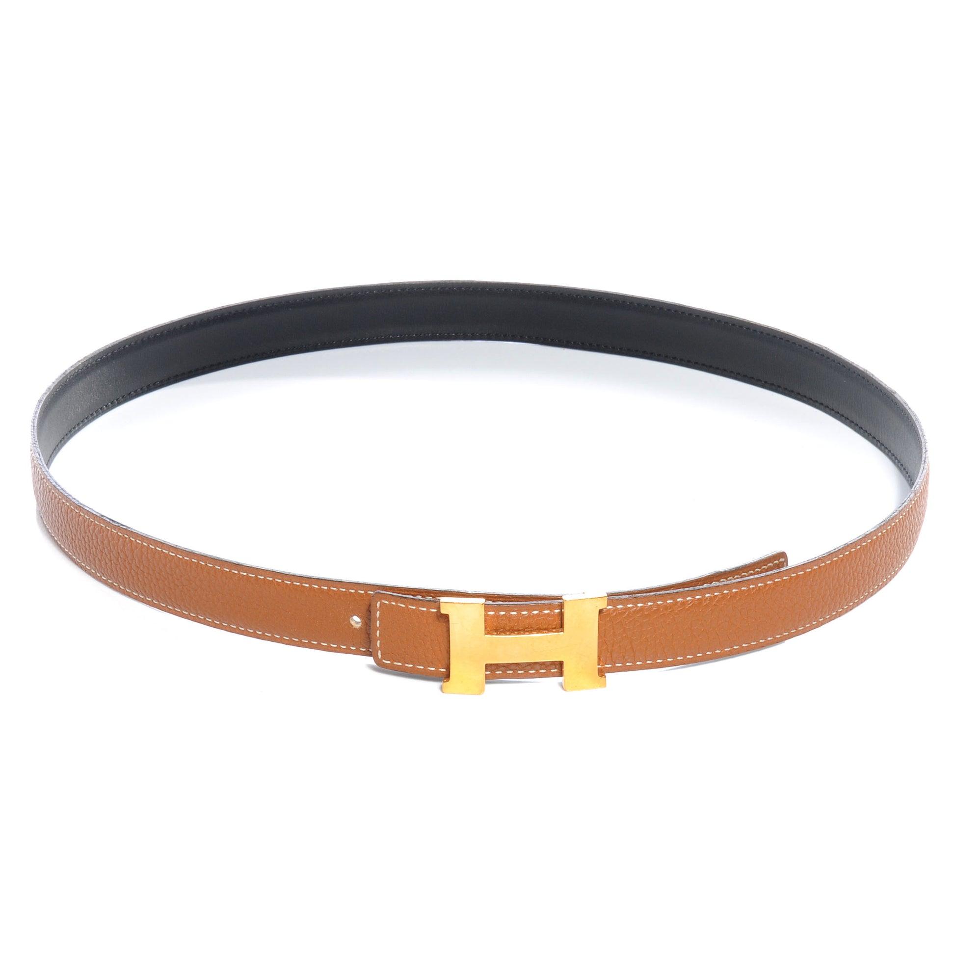 Hermes Box Togo Reversible Constance 24mm H Belt Noir Gold 85 1 of 6