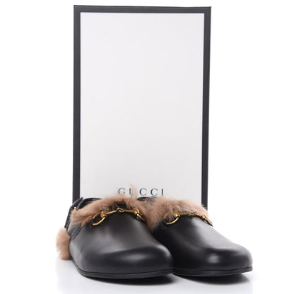 Gucci Calfskin Fur Mens Horsebit River Slingback Slippers 7 Black 8 of 8