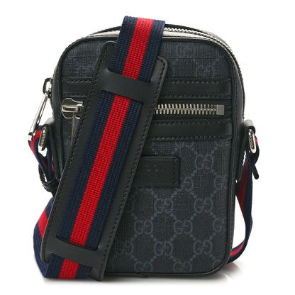 Gucci GG Supreme Monogram Appia Calfskin Web Small Camera Messenger Bag Black Grey 1 of 10