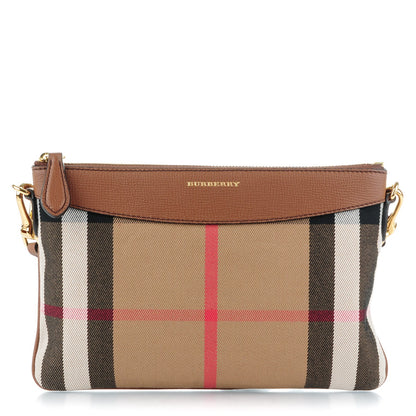 Burberry House Check Derby Peyton Crossbody Clutch Bag Tan 1 of 7